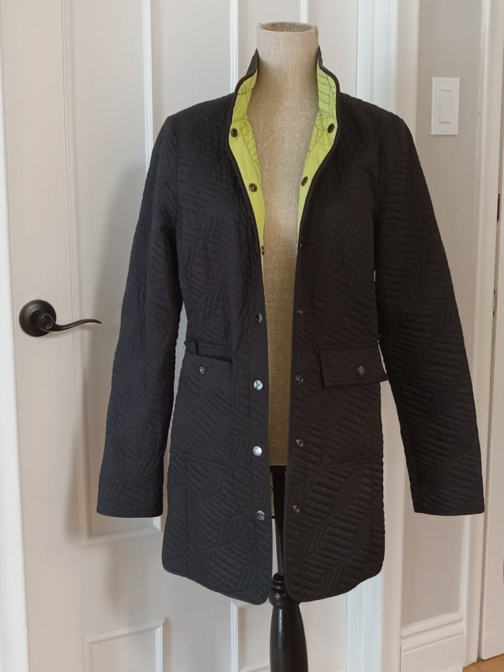 BYLYSE Reversible Quilted Jacket | Black & Chartreuse- Size ESTIMATED